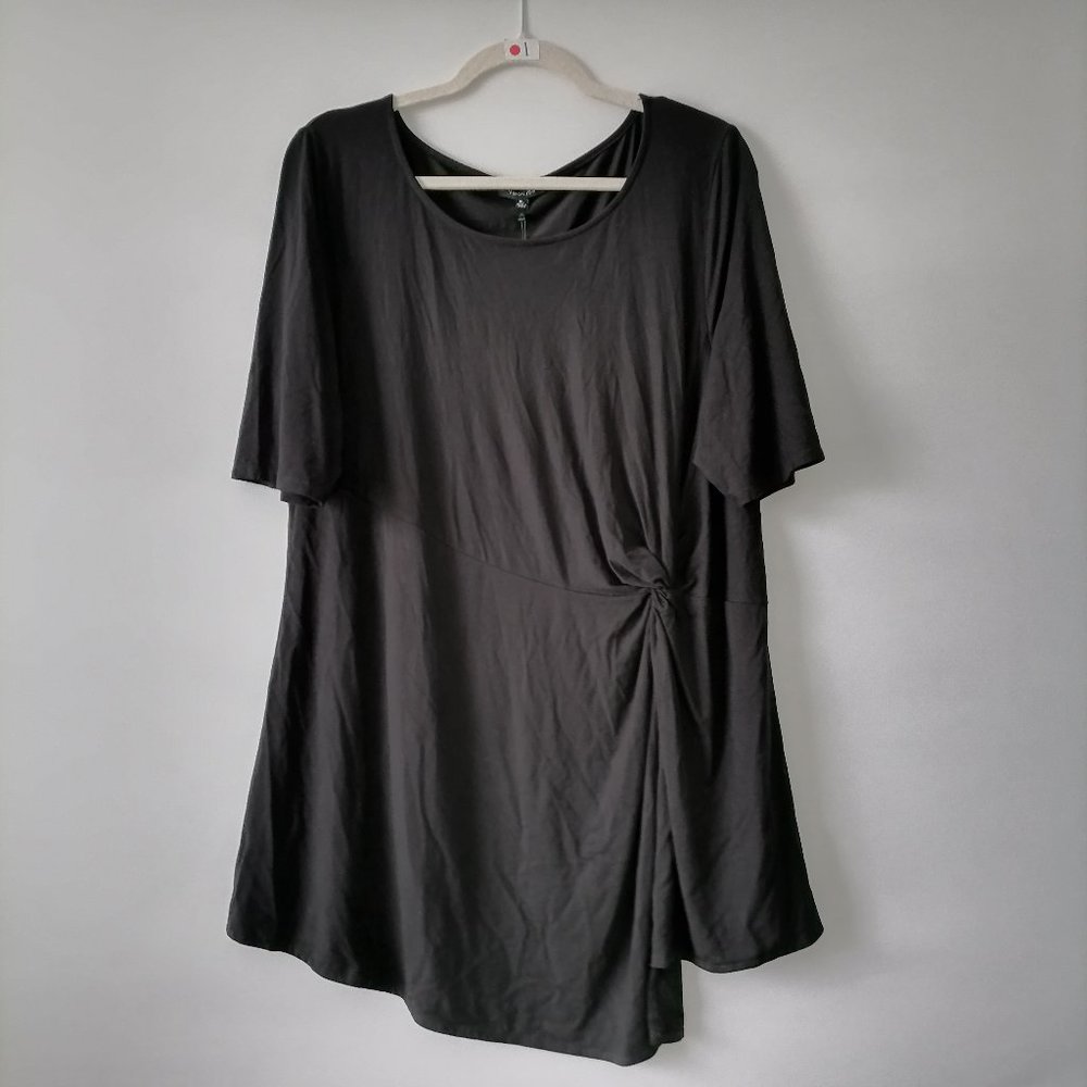 VIsion 155 Women's Black Knot Tie Asymmetrical Tunic Top Size XL New With Tag